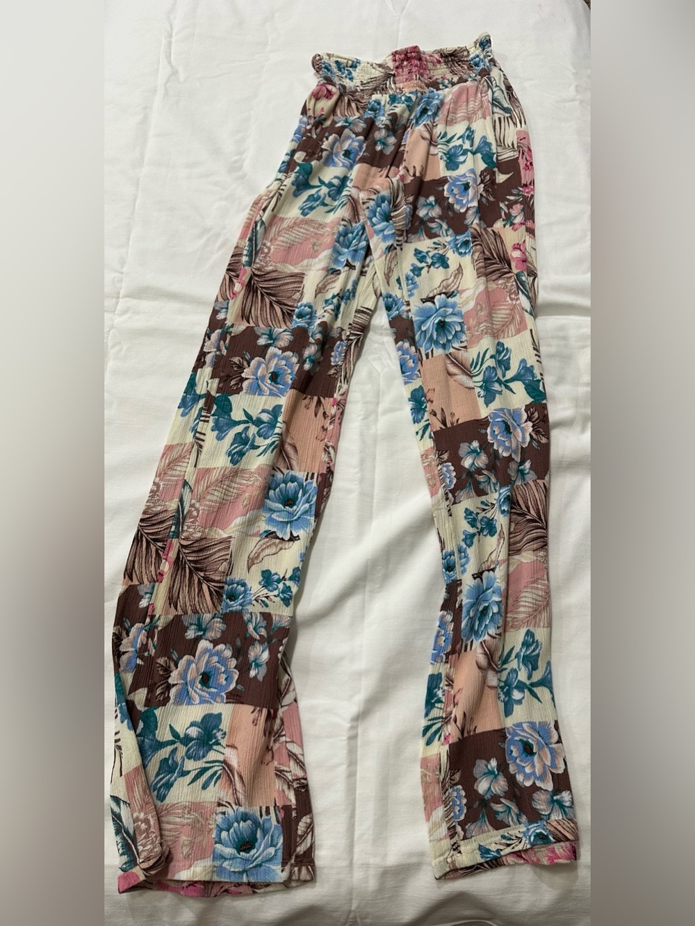 O'Neill Pink, Blue & Brown Floral Patchwork Pants